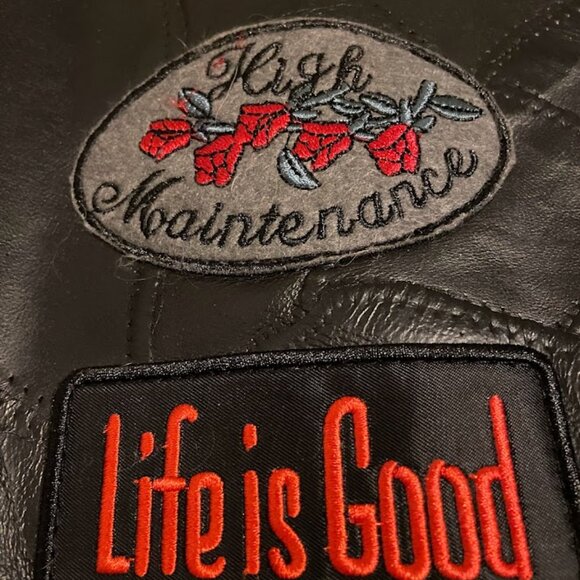 Diamond Plate Women's Leather Biker Vest Moto Classic Black Rare Patches Size M - Picture 8 of 16